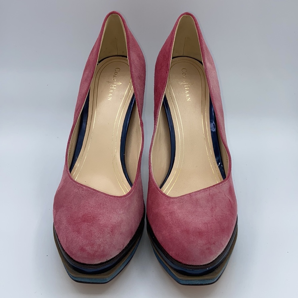 COLE HAAN Suede Platform Pumps Heels 9.5B NIKE AIR - Picture 3 of 15